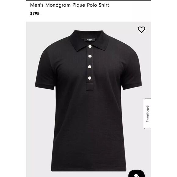 Balmain Men’s Pique Polo $795 Xl - Picture 2 of 7